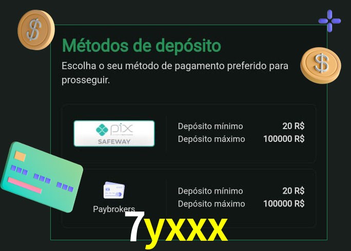 O cassino 7yxxx oferece uma grande variedade de métodos de pagamento